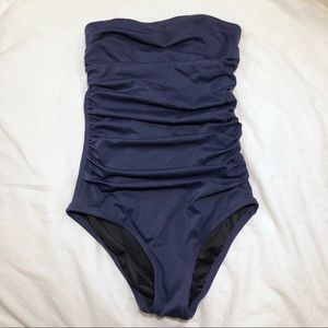 J. Crew Ruched Bandeau One-Piece Swimsuit 0